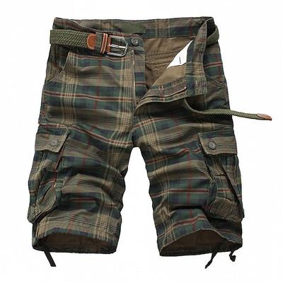 Herren Taktische Shorts Cargo Shorts Kurze Hosen Shorts Kurze Hosen Tasche Plaid Komfort Atmungsaktiv Outdoor Täglich Ausgehen Modisch Brautkleider schlicht Grün Khaki