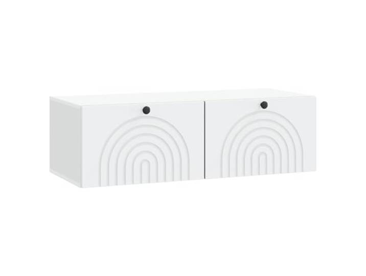 KUPTYERFG Wandmontierter TV-Schrank Lowboard Weiß 99x41x30 cm Schwebendes Hängeschrank Design schafft Bodenfreiheit im Wohnzimmer und Schlafzimmer. Mit Schwenktüren und Stauraum.