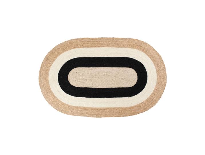 Dixie Tapis ovale en jute rayé Elin, 92x150 cm Black