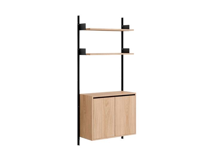 Modulares Design Wandregal „New Works 1900 Cabinet High“ Eiche / Schwarz