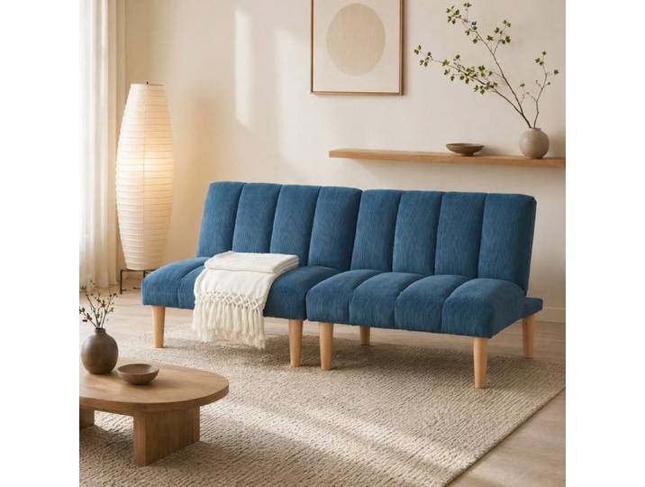 VUENOR canape-lit 2 places 167x82x72 cm bleu - 3 positions convertible sans matelas