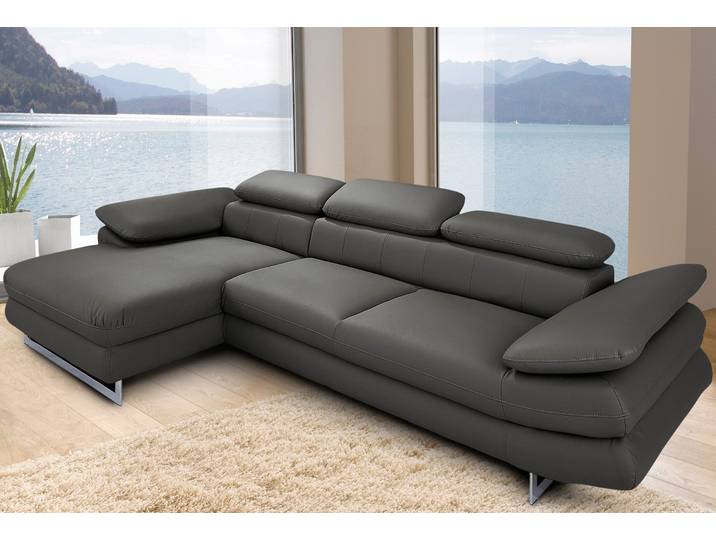 Ecksofa COTTA Solution L-Form, B:286cm,modern mit Relaxarmlehne, Wellenunterfederung , grau, B:286cm H:73cm T:167cm, Sofas, Ecksofa, mit Arm- & Kopfteilverstellung, wahlweise mit Schlaffunktion