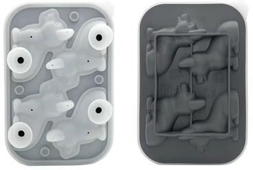 Inspired Finds 3D Corgi Silicone Ice Tray With Lid BPA Free Ice Block Mold For Cocktails & Drinks gray