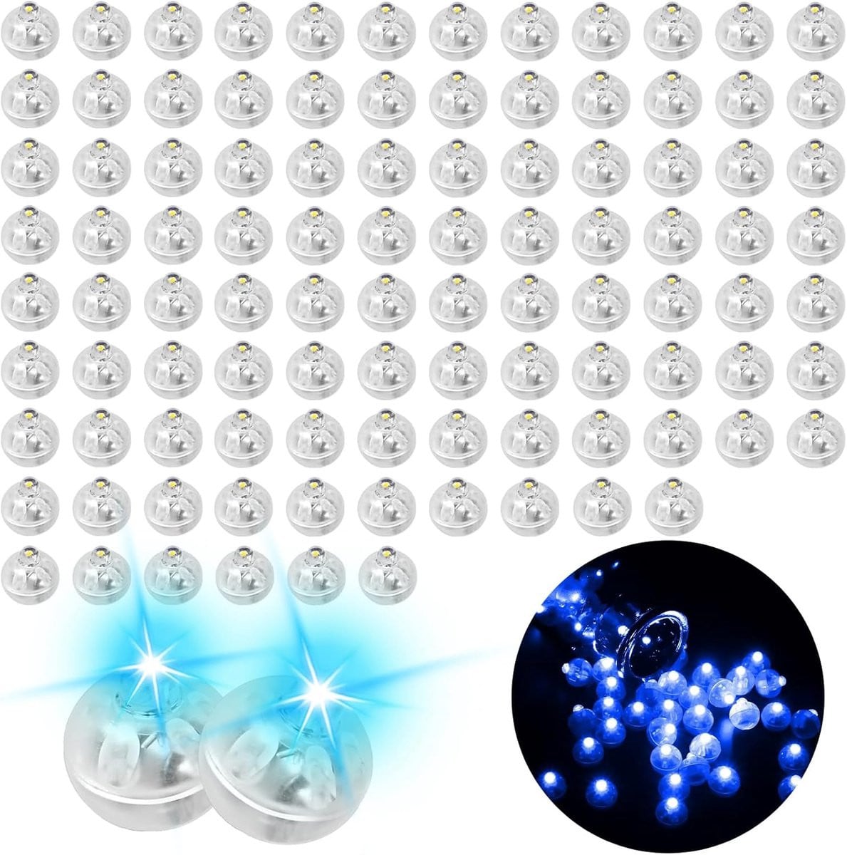 100 stuks Mini LED-lichtbollen Blauw voor Decoratie en Feestelijke Verlichting