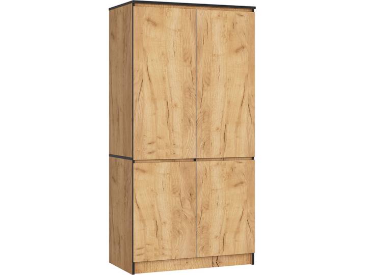 Armoire AKORD S90 chêne Craft 90 cm 4 portes 4 étagères L90xH180xP51 cm