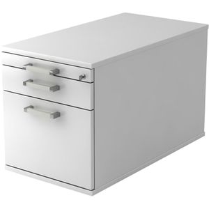 Hammerbacher Rollcontainer R-Serie, aus Holz, weiß, mit 2 Schubladen und Hängeregistratur, abschließbar