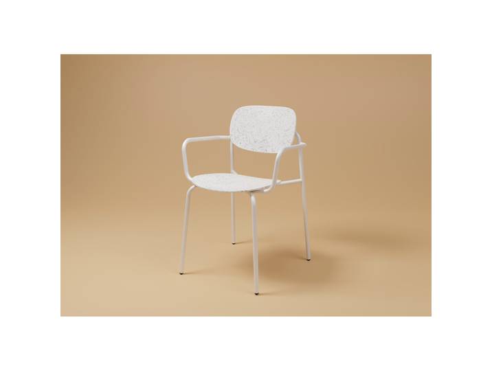 Fauteuil visiteur USO - Assise et dossier incurvés - Pour intérieur et extérieur - Empilable - Blanc - Pieds blanc