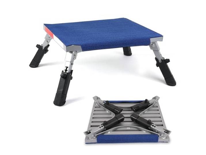PR1ME Sicherheits-Tritthocker für Wohnmobile, 48,3 x 36,8 cm, extra großer Wohnmobil-Tritthocker mit Leuchten, Camper-Tritthocker, rutschfester, faltbarer Tritthocker und Leiter für Wohnmobil, mit 100