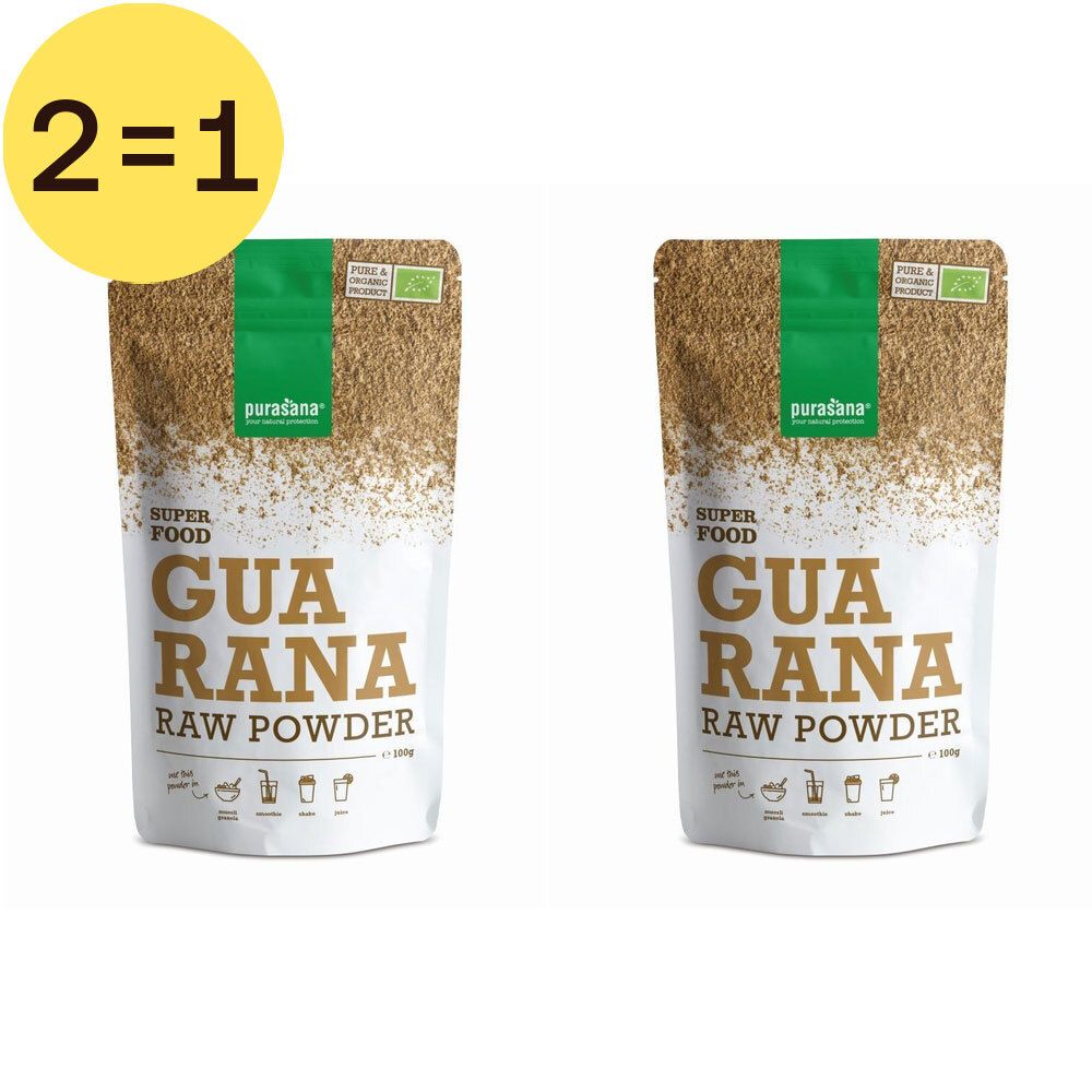 Purasana Guarana Poeder Bio x2 2x100 g Pulver