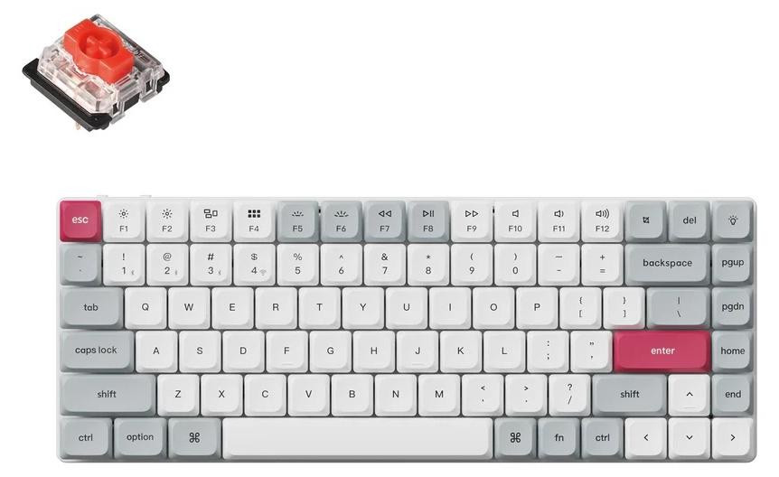 Keychron K3 Max draadloos mechanisch low profile toetsenbord - wit/grijs - Gateron Hot-Swap Red
