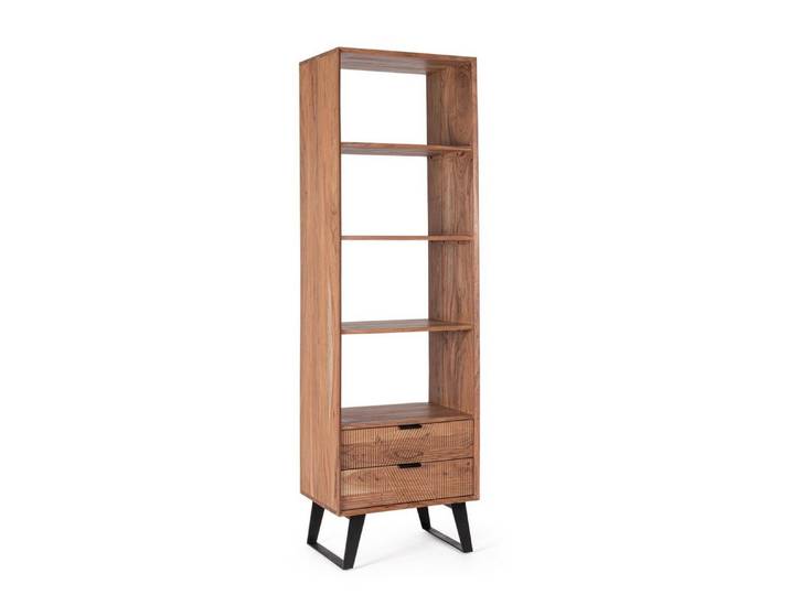 Feeling4Home Regal Isar aus Akazienholz, 58 cm, Fronte aus handgefertigten Schnitzereien