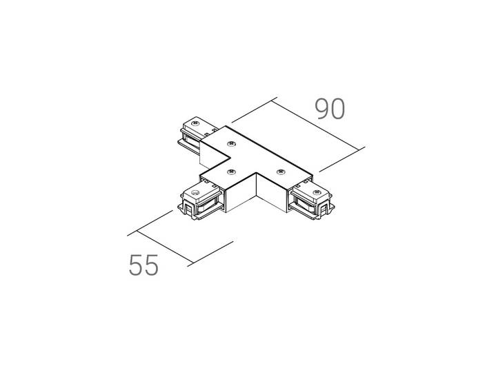 Ivela T-Verbinder SQUARE 48 V, schwarz, Schutzleiter rechts V, schwarz, Kunststoff