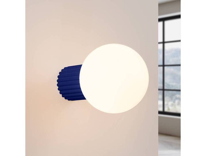 Wandleuchte ORBI SOLLUX LIGHTING, dimmbar, blau, für Badezimmer, Aluminium, Kugellampe