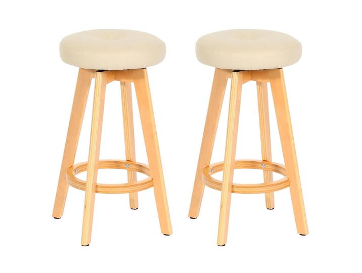 MCW Barhocker Cremeweiß 2er-Set, Weiß, Holz, 45x67x45 cm, Esszimmer, Barmöbel, Barhocker