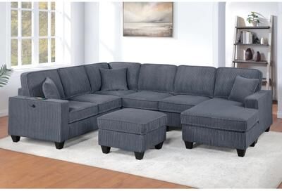 Esofastore Built In USB Port Dark Gray Finish Sectional Set 5pc Cushion back