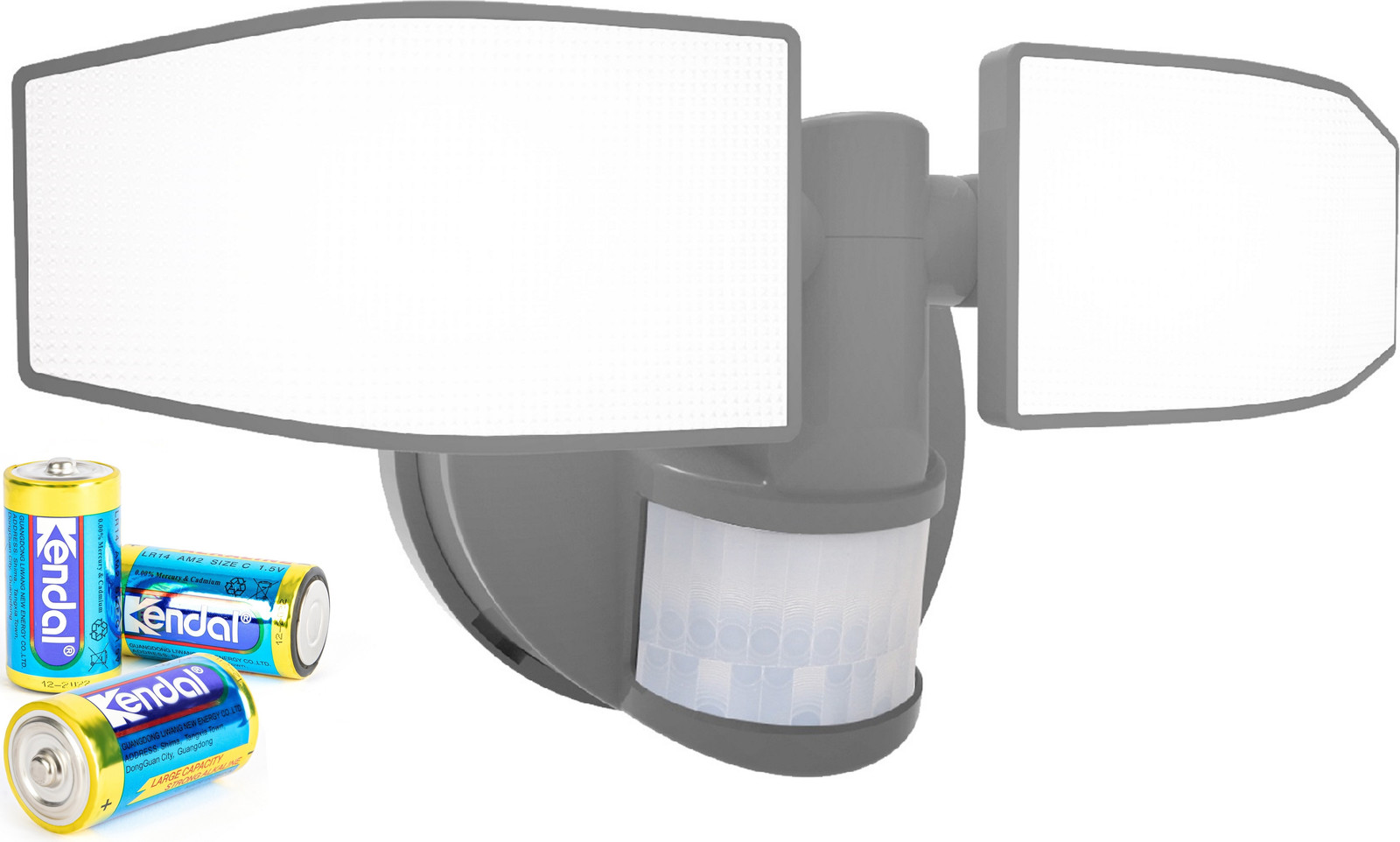 Northpoint LED-schijnwerper met 2 reflectorhoofden, bewegingssensor en batterij, grijs
