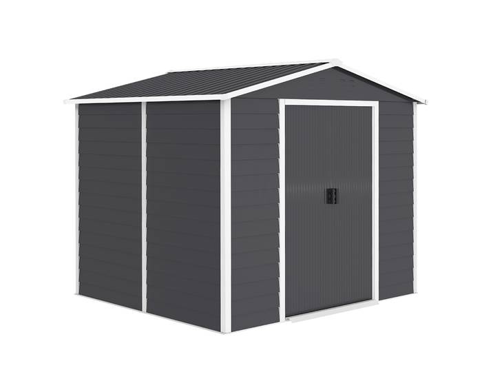 Outsunny Gereedschapsschuur van metaal, weerbestendig & roestvrij, afsluitbaar, 2,40 x 2,06 x 1,98 m, Donkergrijs