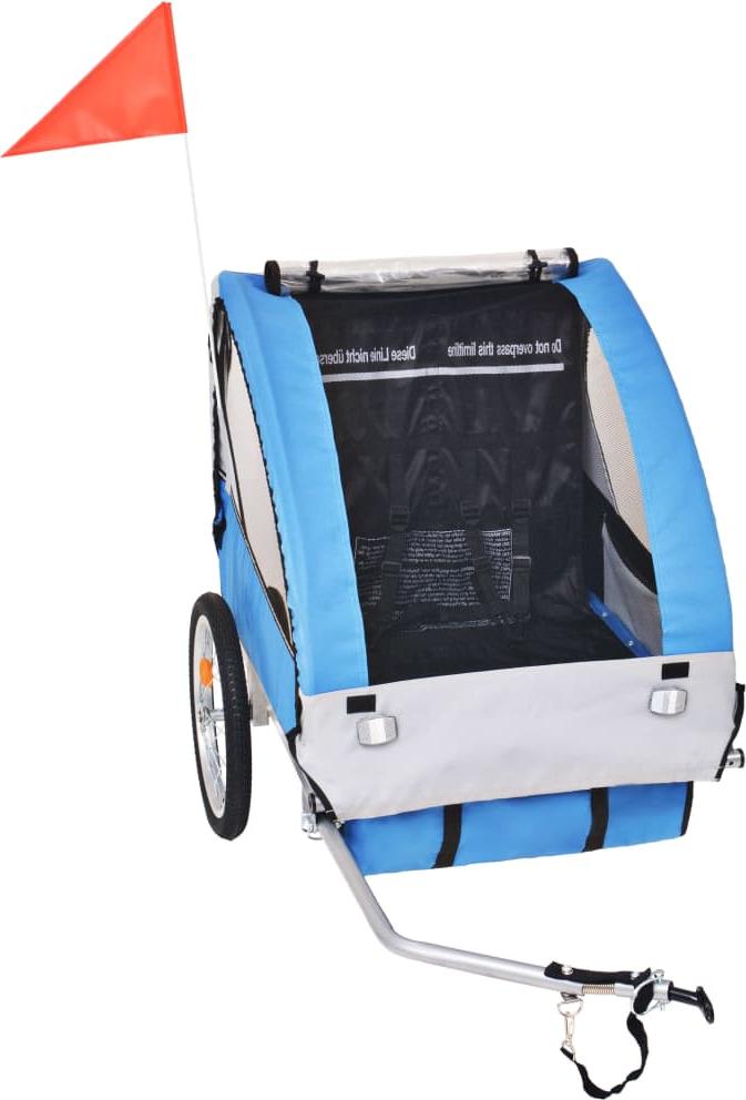 vidaXL Fahrradanhänger Grau und Blau 30 kg