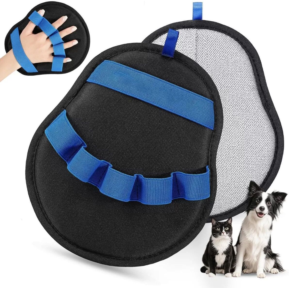 INF Gant de toilettage pour animaux : Élimine efficacement les poils avec ce gant double face Bleu