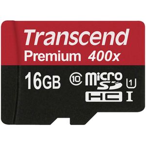 Transcend Micro-SD-Karte Premium TS16GUSDCU1 16GB, 400x, bis 60 MB/s, SDHC