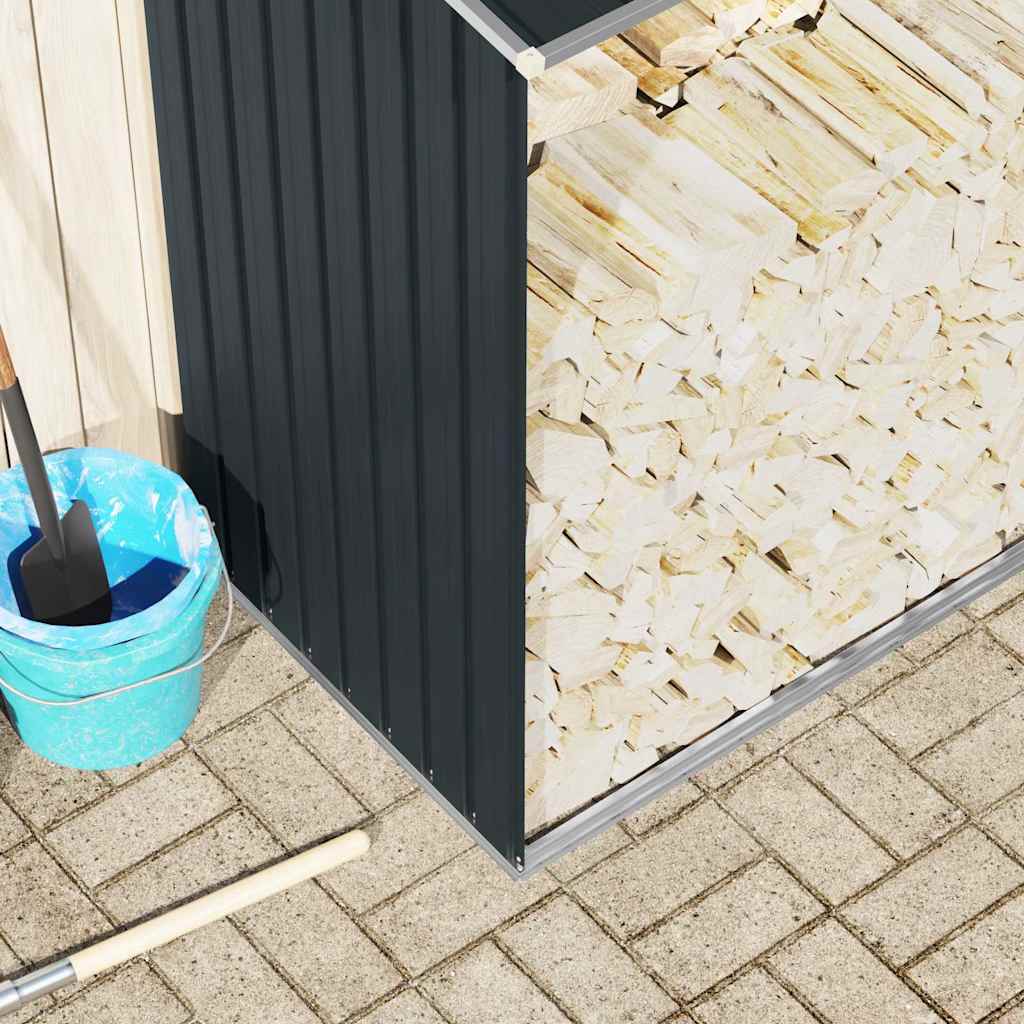 vidaXL Abri de stockage à bois Acier galvanisé 330x84x152cm Anthracite