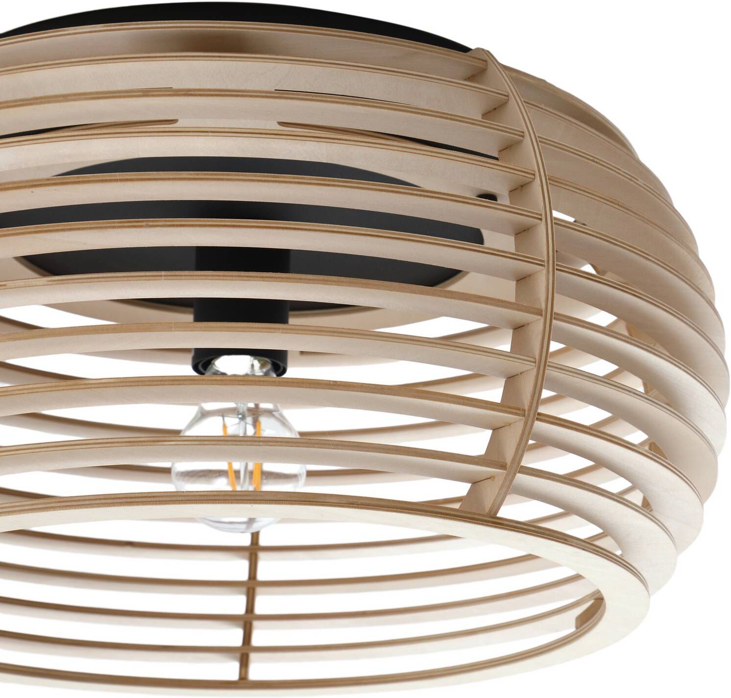 Deckenlampe Ediz Lindby, dimmbar, Holz hell, für Flurbereich, Holz, Modern, Deckenlampe