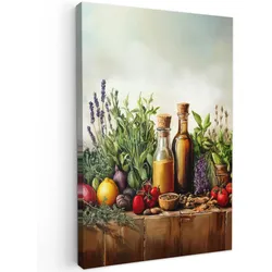LEINWANDBILD Stilleben - Kräuter - Gewürze - Früchte - Farbenfroh Deko Wohnzimmer 20x30 cm