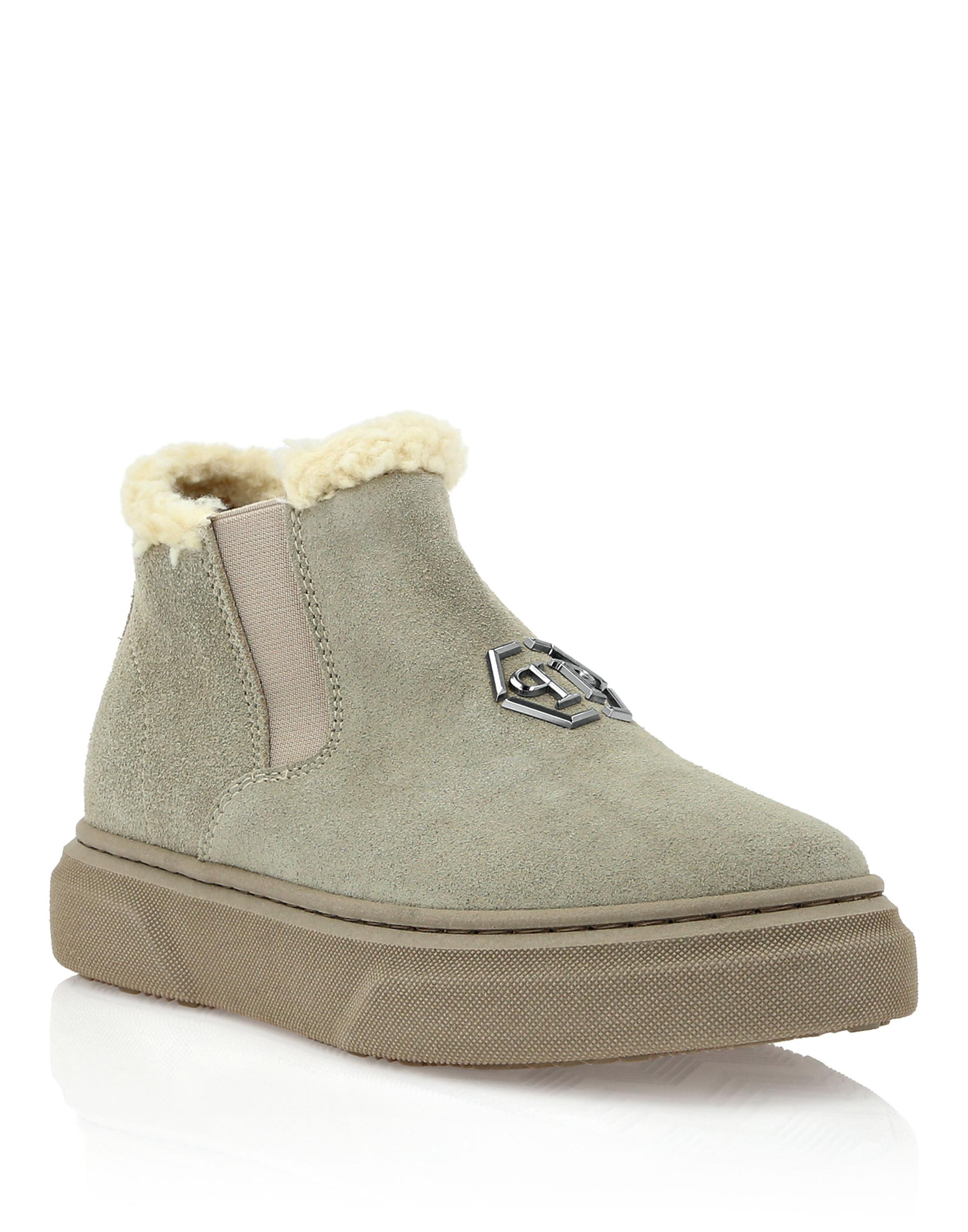 Eco Shearling Suede Anckle Boots