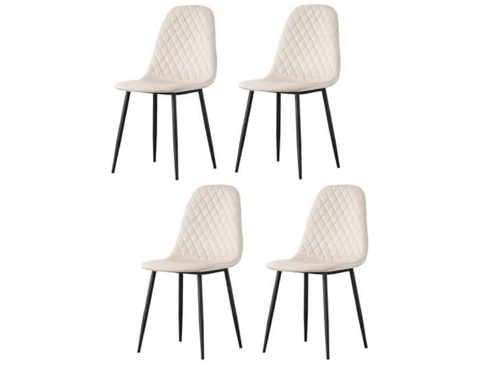 Casa Vital Esszimmerstuhl MAJERO, 4er-Set, 44x40x90 cm, gepolstert, rautenförmige Ziernähte, Schwarze Metallbeine, pulverbeschichtet, 120 kg. maximale Gewichtsbelastung, (Beige)