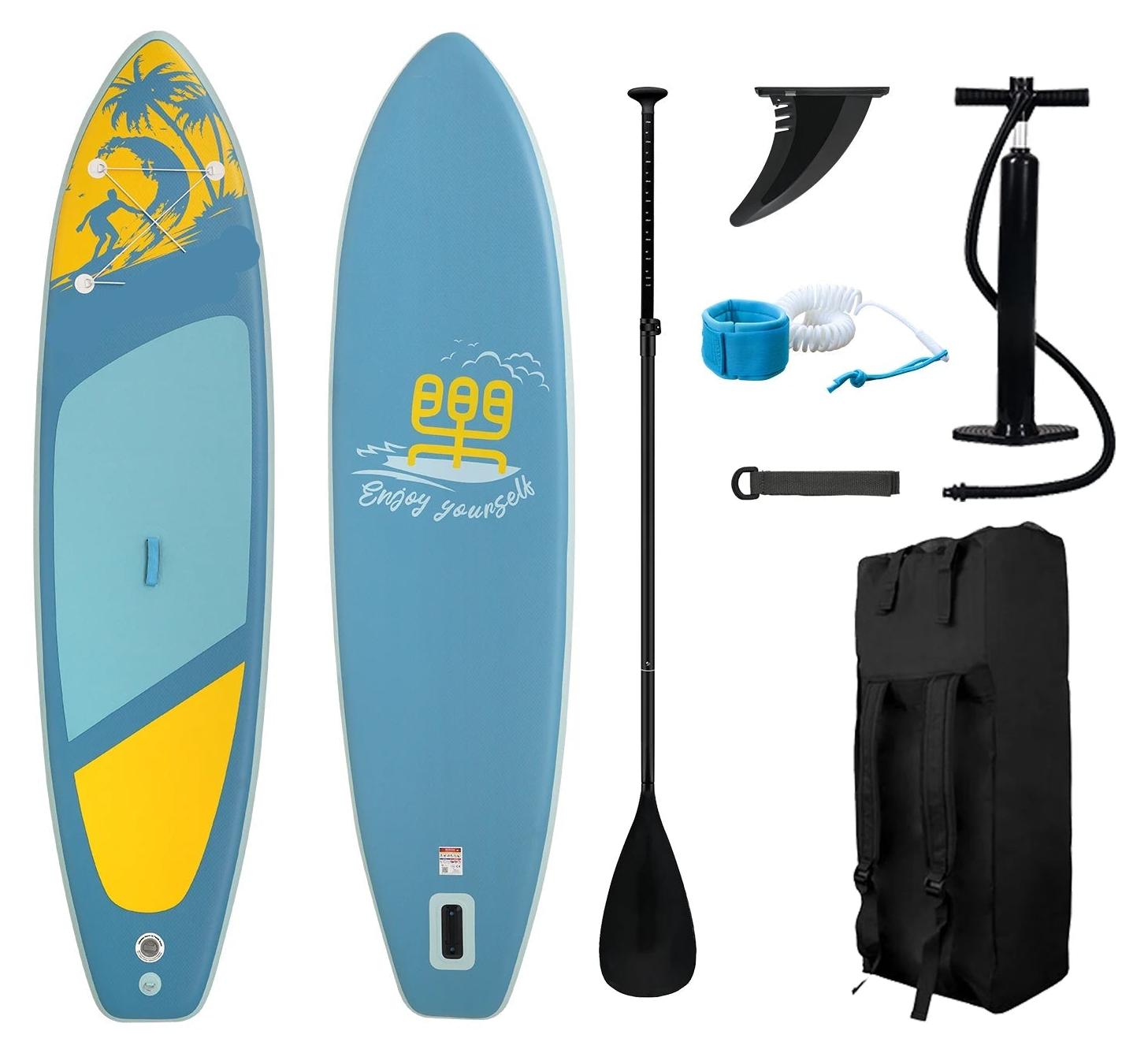 Aufblasbares Stand-Up-Paddle-Board, oceanblau, 350x87 cm, geeignet für Kajak und SUP