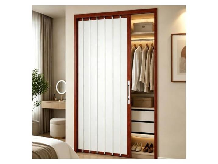 Falttür Flexible Falttür für Schrank Zimmer Zuhause Gewerbe Nutzung Aluminium Falttür Platzsparend ohne Bodenschiene Leicht zu Reinigen Maßanfertigung