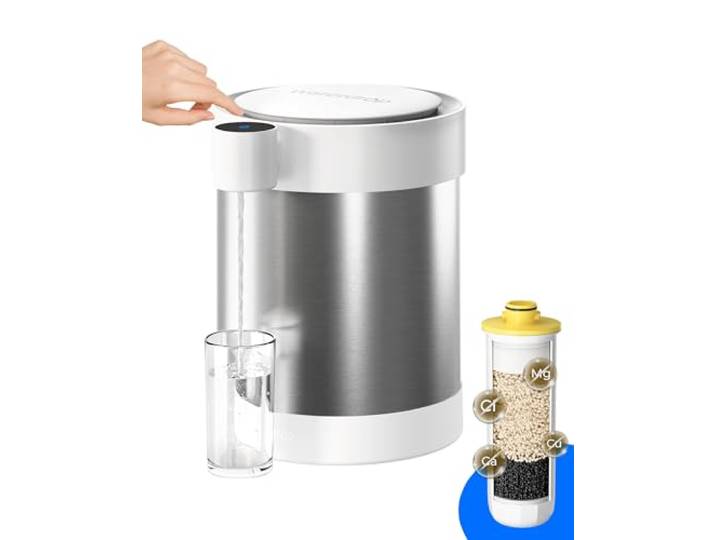 Waterdrop ED21W Elektrischer Edelstahl-Wasserfilterspender, 5,3L Reduziert Kalzium, Magnesium und 70+ Weitere Stoffe, Auftisch-Wasserfiltersystem, Großkapazität Wasserfilterkanne