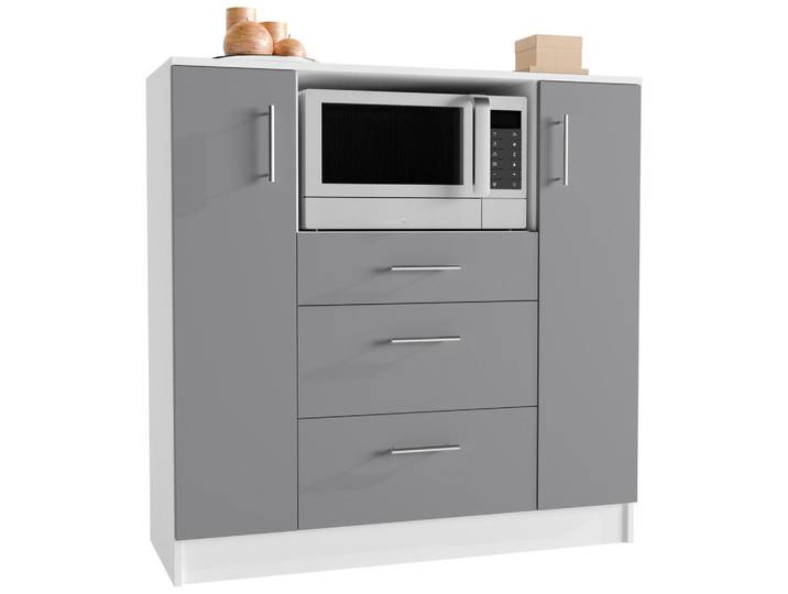 Mid.you Buffet, Weiß, Anthrazit, 3 Schublade(n) Schubladen, 109x110x40 cm, Küchen, Küchenmöbel, Buffetschränke