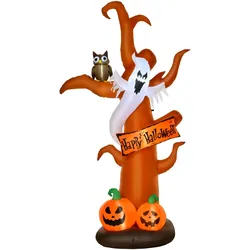 AUFBLASBAR Halloween Baum Gespenst mit LED Module für den Garten Polyester Braun