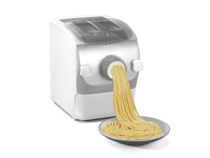 Klarstein Pastamania Nudelmaschine Elektrisch – 260 W Vollautomatische Pastamaschine mit 7 Aufsätzen, 500 g Kapazität, Leise (60 dB), LED-Anzeige, Weiß