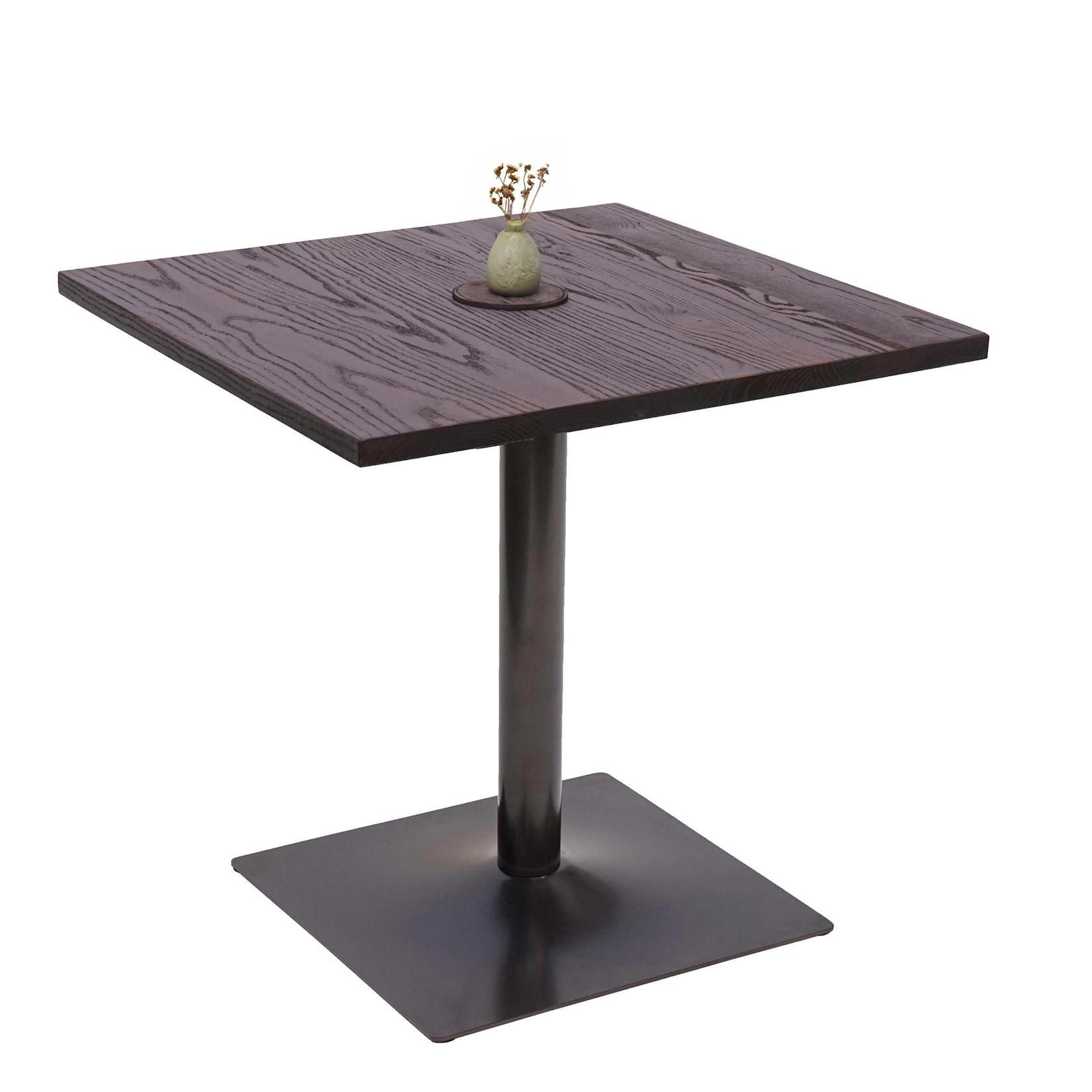 Bistrotisch MCW-H10, Bartisch Thekentisch, Industrial Gastro Metall Ulme Massivholz MVG 70x70cm ~ dunkelbraun