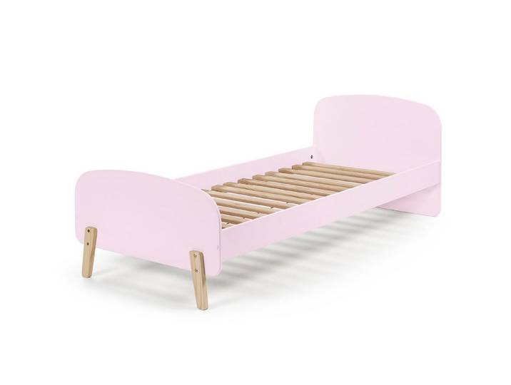 58 aufm Kessel Kinderbett Einzelbett Karilynn 206x95x73 Kinderbett MDF+Massivholz rosa (inkl. Versand, Lieferung bis Verwendungsstelle), Liegefläche 90x200, inkl. Lattenrost, Retro-Optik mit Kiefernholzfüßen
