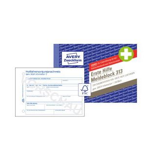 AVERY Zweckform Erste Hilfe Meldeblock Formularbuch 313