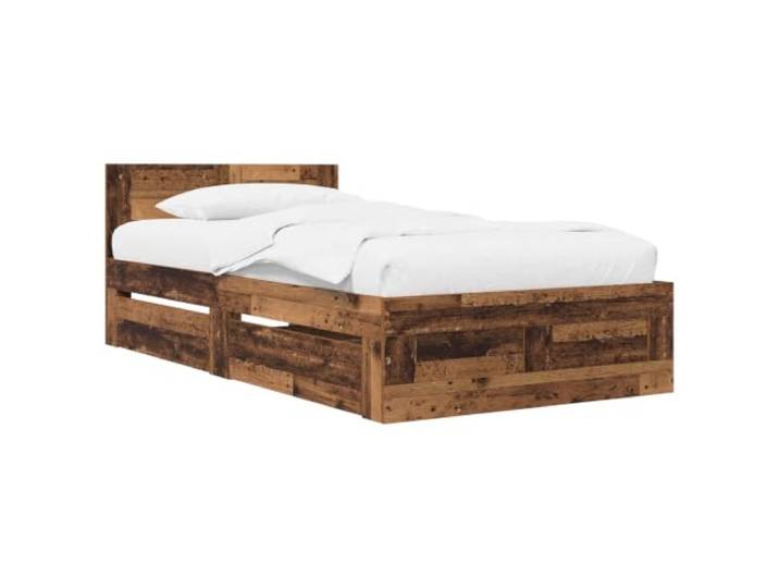 PUGYNBK Bettgestell mit Schublade, 2 Stück, Altholz Robustes Kopfteil, Aufbewahrung mit Regalen, modernes rechteckiges Design, langlebig und stabil