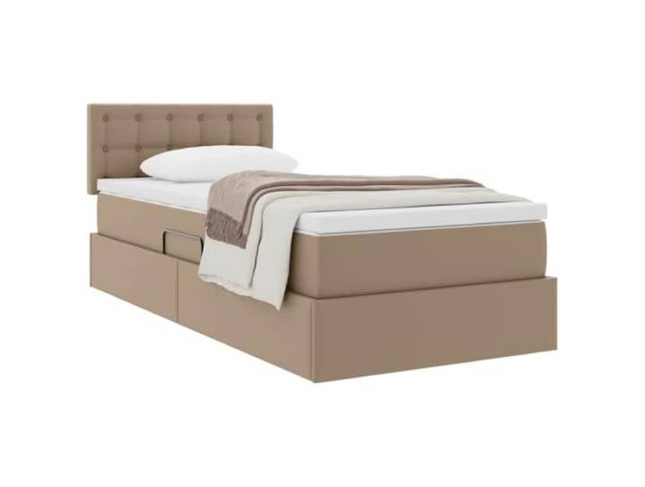 KTHLBRH Cappuccino Einzelbett Einzelbett 90 x 200 cm mit Matratze Kunstleder, Lattenrost, hydraulischer Heber, Kopfteil inklusive, 140 kg