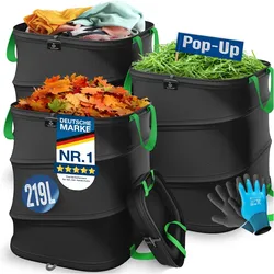 KESSER® Pop-Up-Gartensack Laubsack Gartenabfallsack inkl. Handschuhe   Selbststehend mit Griffen Stabil Robust & Faltbar   Laubsäcke Rasenschnitt Gartensäcke für Gartenabfälle Grünschnitt