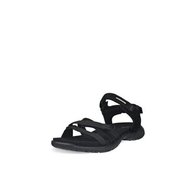 Trekkingsandale ECCO "ECCO OFFROAD ROAM W", Damen, Gr. 37, schwarz, Leder, Textil, Schuhe, Outdoorschuh, Sommerschuh, Freizeitsandale, mit Klettverschlüssen