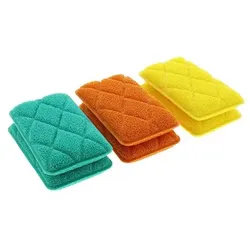 COOLINATO Küchenschwamm aus Silikon 6er-Set in den Farben grün, orange & gelb