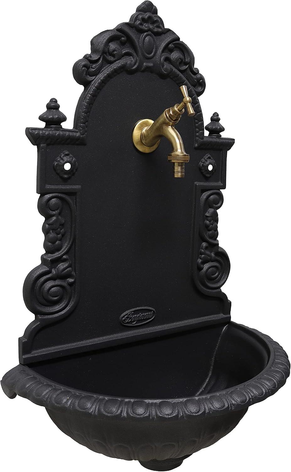 Gartenbrunnen | Wandbrunnen | Modell Pamplona | mit wählbarem Messinghahn | Haus Garten | Springbrunnen Outdoor | Gartenbrunnen | Brüniert