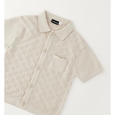 Cardigan SARABANDA "BABY BOY KNITWEAR", Jungen, Gr. 128, beige (cream), 100% Baumwolle, Strickjacken