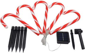 Uplift Curations Solar Christmas Candy Cane Pathway Lights 5 Pack Outdoor Yard & Lawn Decor candy Cane