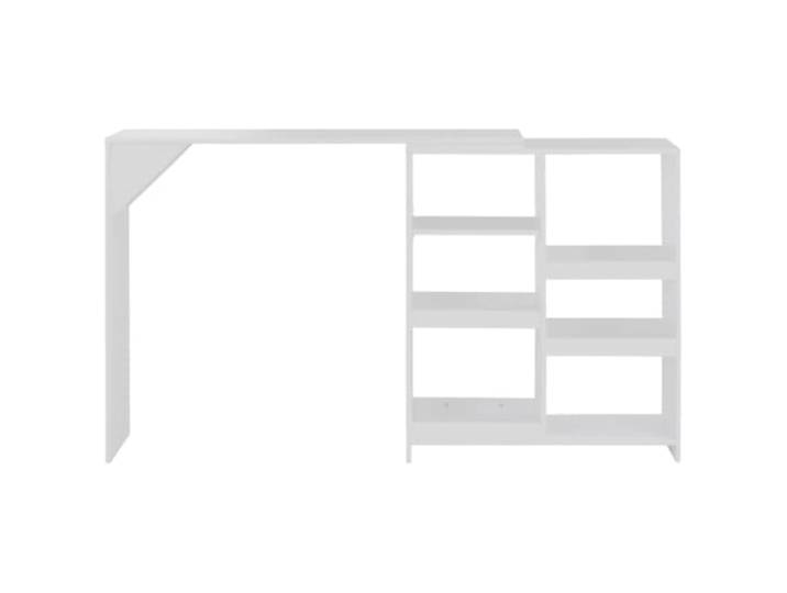 GPUTYGHN Bartisch mit Beweglichem Regal Weiß 138x39x110 cm Robuster Holzwerkstoff, L-förmiger Rahmen, Verstärkungsdreieck, leicht zu reinigen, einfache Montage, ideale Höhe