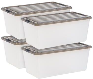 IRIS USA® Clear Boxes 91 Qt Buckle Lid - Gray - Set of 4