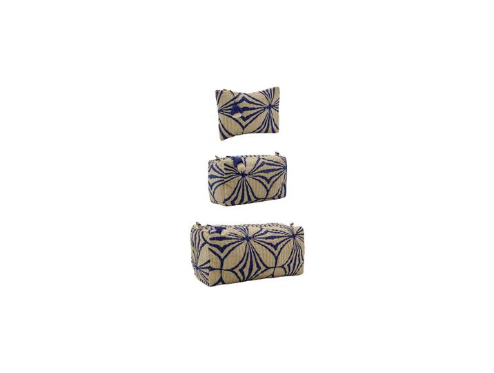 Trousse de toilette (Lot de 3) en coton bleu HDCare