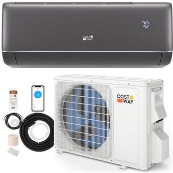 Costway GreyVolt Series 12000 BTU 22 SEER2 115V WiFi Enabled Mini Split AC Compatible with Alexa Gray